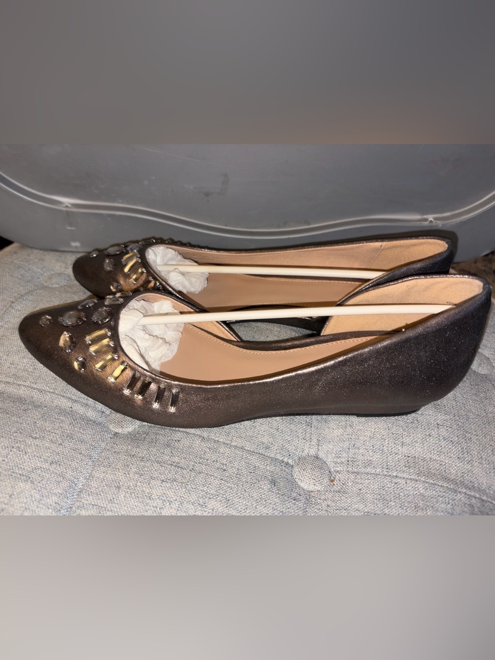 Cato Metallic Bronze Flats with Gold Accents